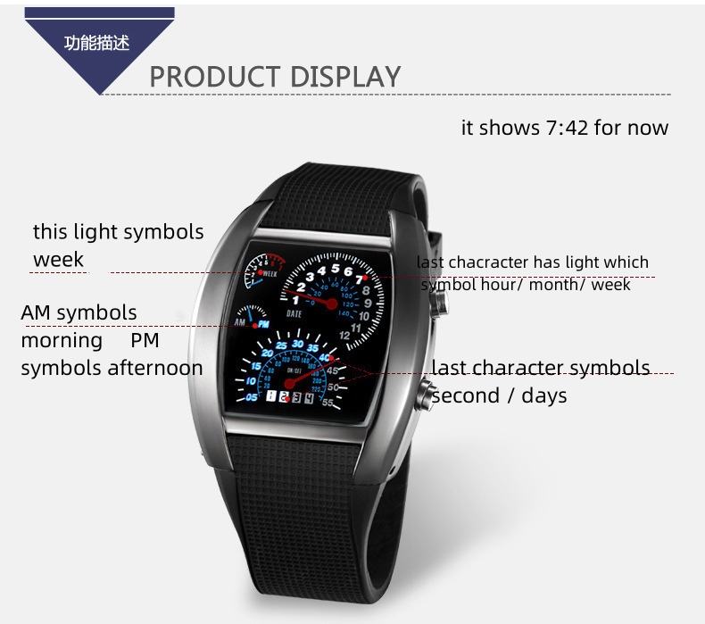 14 LED Digital Watch Stainless - obrazek 6